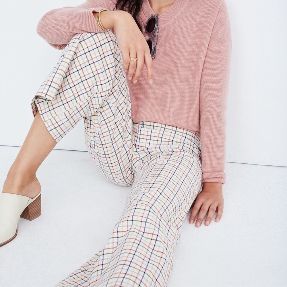 Madewell Emmett Wide-Leg Crop Pants in Rainbow Windowpan - Picture 3 of 8
